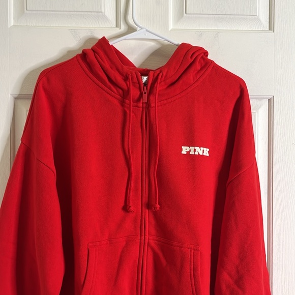 PINK IVY FLEECE CAMPUS FULL-ZIP HOODIE WOMEN'S  MEDIUM RELAXED FIT  RED NEW - Picture 5 of 14